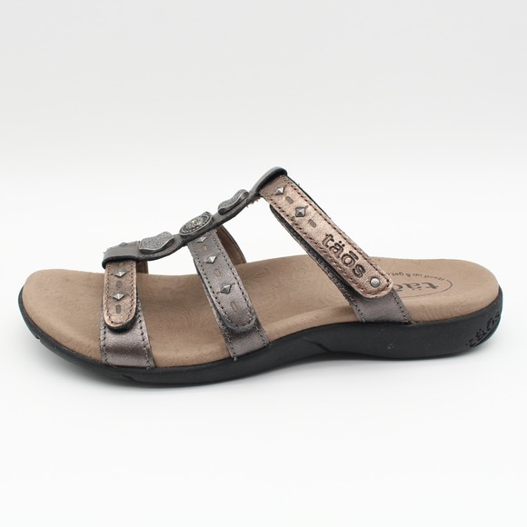 Taos Slide Sandals Womens Size 7 Bronze Leather - Picture 4 of 11